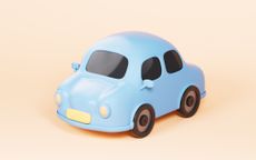 rendering of a cartoon model blue car