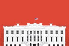 US White House rendering against a red background